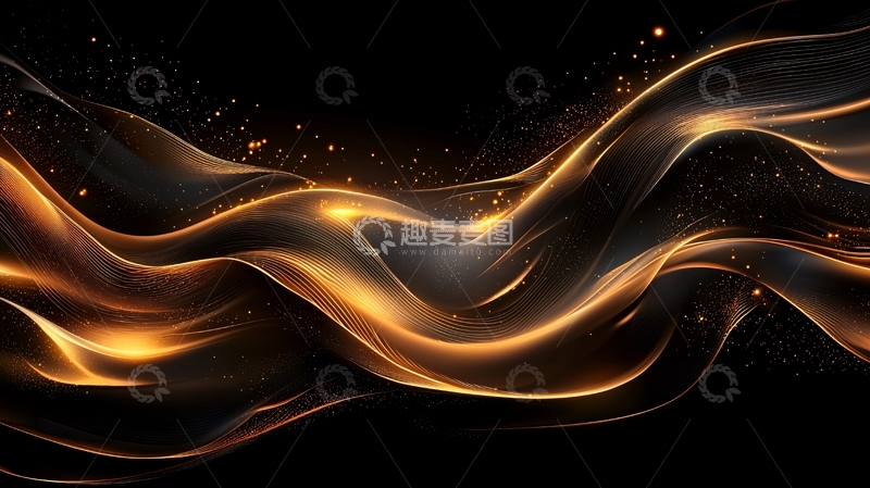 高清大图下载【趣麦麦图】金色波浪线条抽象背景