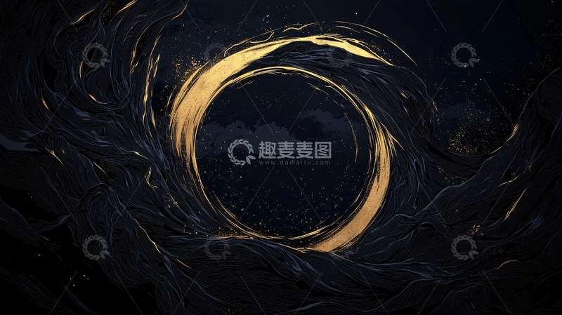 高清大图下载【趣麦麦图】金色光环环绕的宇宙背景