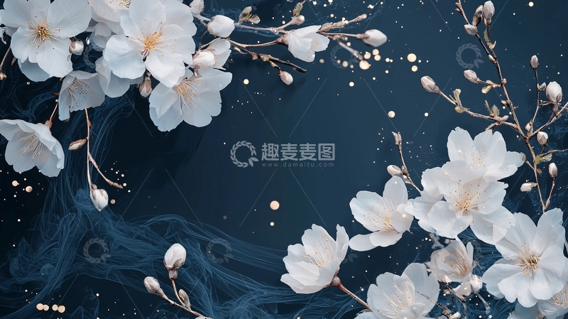 高清大图下载【趣麦麦图】梦幻樱花夜景背景图