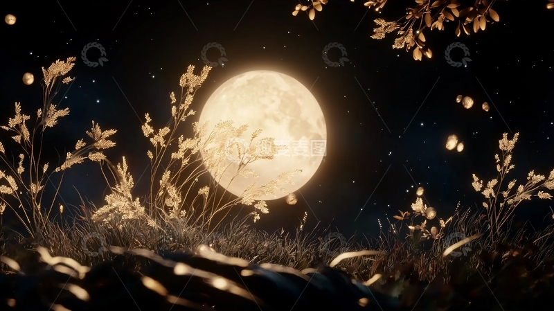 高清大图下载【趣麦麦图】月光下的田野