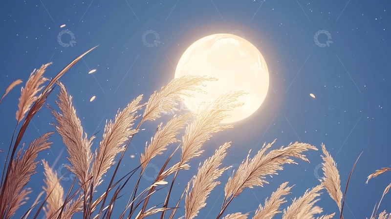 高清大图下载【趣麦麦图】月光下的芦苇