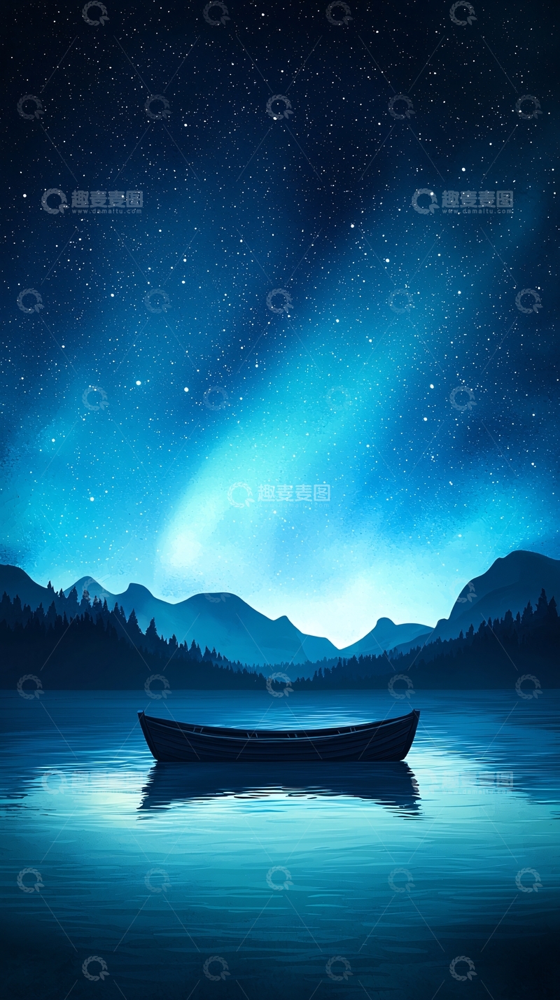 高清大图下载【趣麦麦图】夜空下的宁静湖景