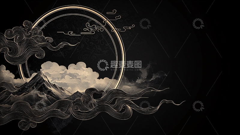 高清大图下载【趣麦麦图】山海云雾图高清图片