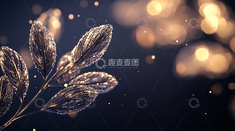 高清大图下载【趣麦麦图】金色光斑植物背景