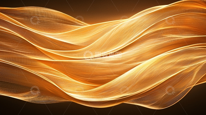 高清大图下载【趣麦麦图】金色波浪抽象艺术背景