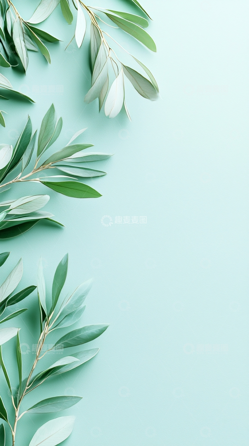 高清大图下载【趣麦麦图】清新绿叶背景素材