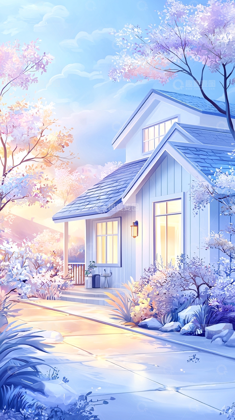 高清大图下载【趣麦麦图】春日小屋温馨场景