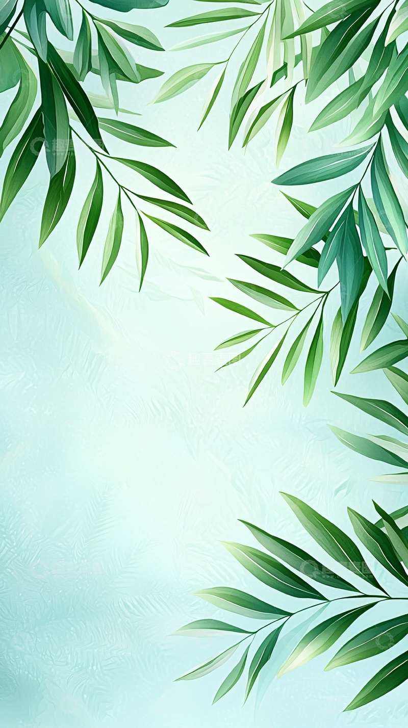 高清大图下载【趣麦麦图】清新绿叶背景素材