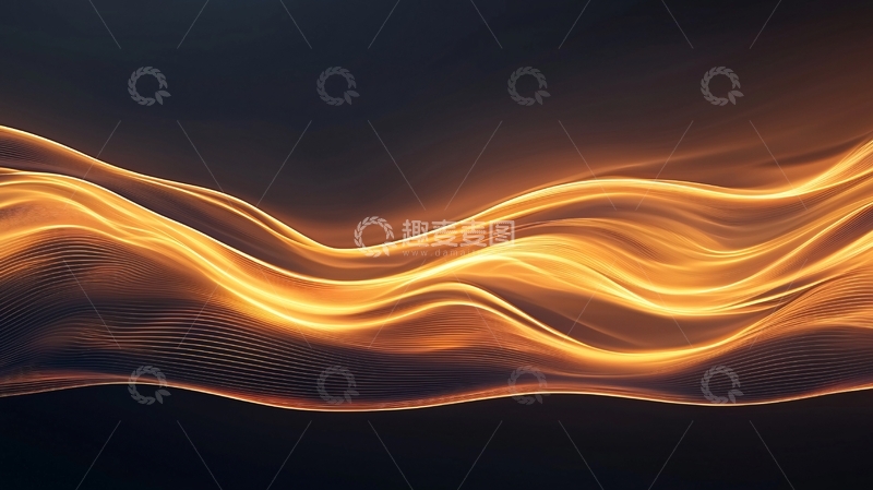 高清大图下载【趣麦麦图】金色波浪抽象艺术背景