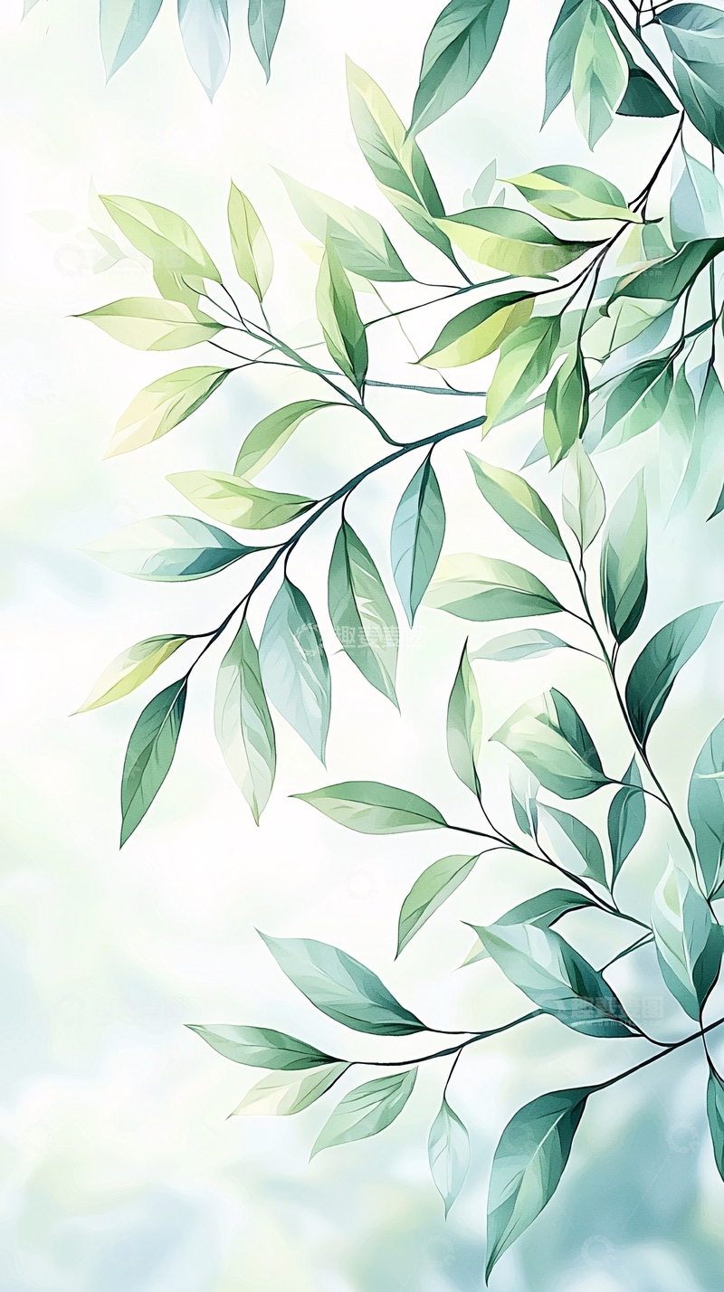 高清大图下载【趣麦麦图】清新绿叶自然背景图