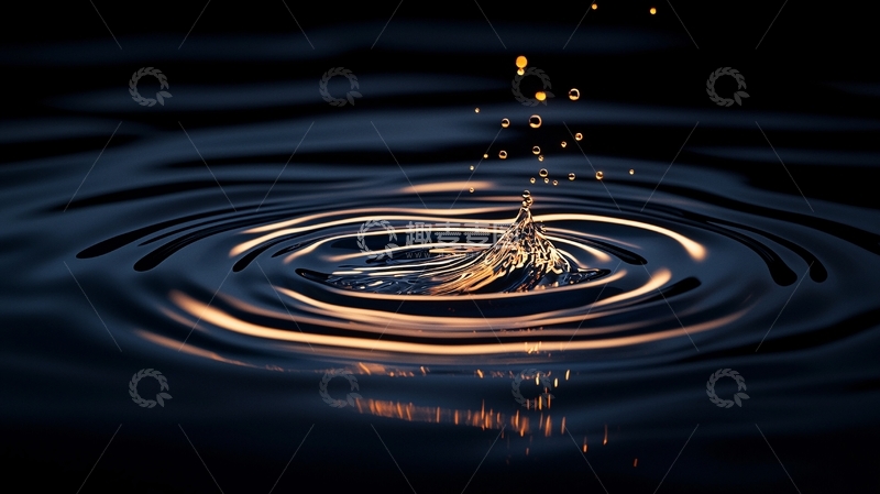 高清大图下载【趣麦麦图】水滴激起的涟漪与气泡