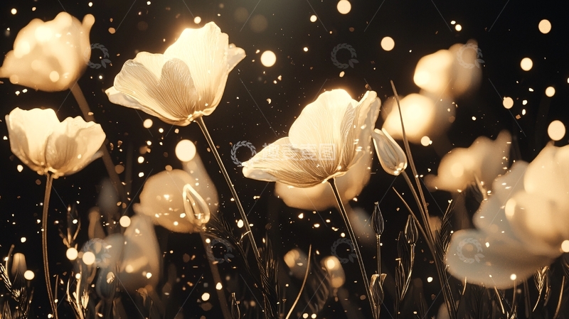 高清大图下载【趣麦麦图】梦幻花朵光斑背景素材