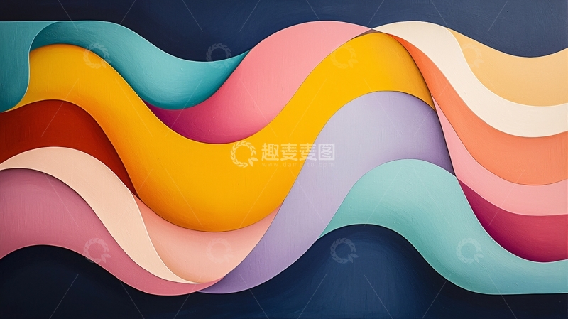 高清大图下载【趣麦麦图】抽象波浪形色彩艺术画