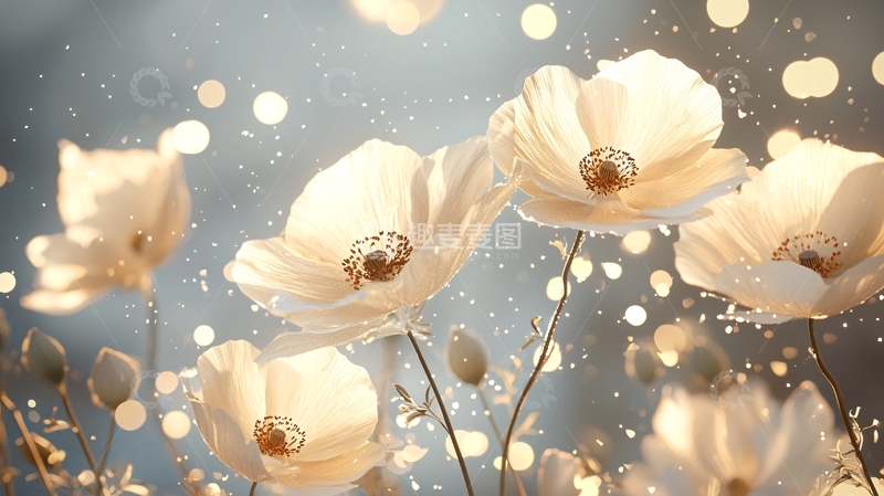 高清大图下载【趣麦麦图】梦幻花朵光斑背景素材