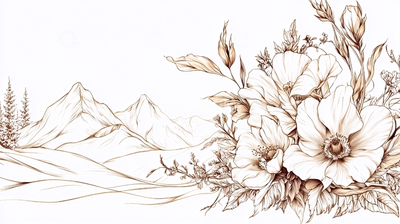 高清大图下载【趣麦麦图】山花烂漫自然风景插画