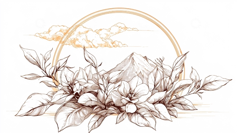 高清大图下载【趣麦麦图】山花盛开自然风景插画