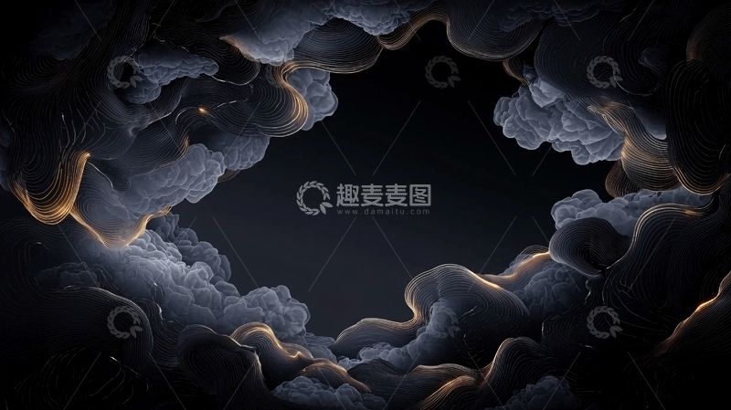 高清大图下载【趣麦麦图】夜空中的云彩艺术插画