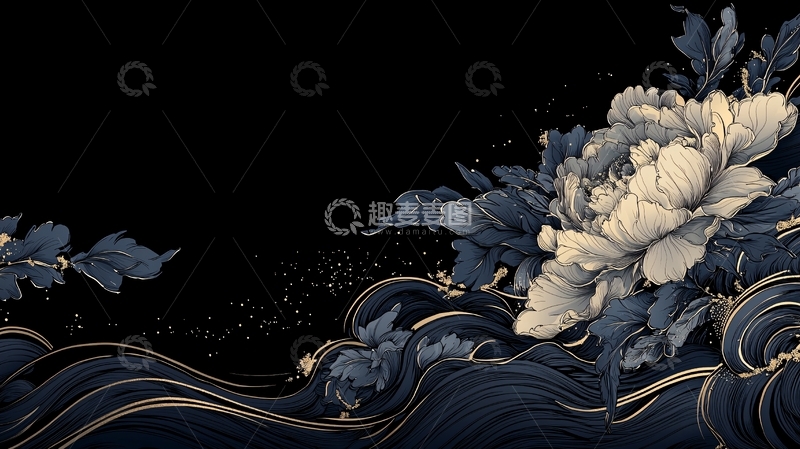 高清大图下载【趣麦麦图】夜色中的花海与波浪