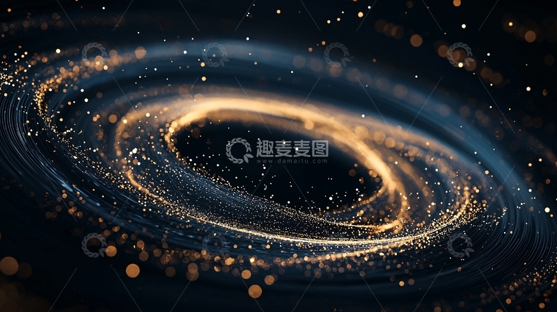 高清大图下载【趣麦麦图】金色粒子漩涡背景