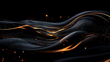 金色波浪与黑色背景的艺术效果