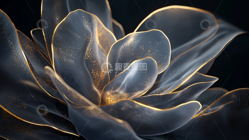 高清大图下载【趣麦麦图】金色边缘的蓝色花朵