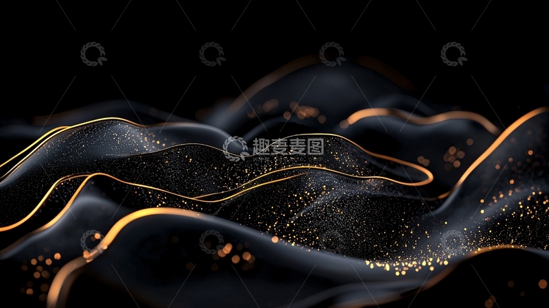 高清大图下载【趣麦麦图】金色波浪线条抽象背景