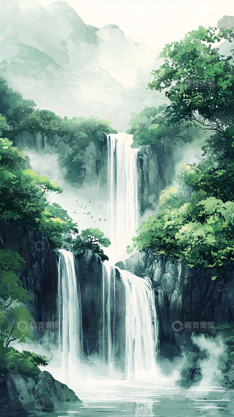 高清大图下载【趣麦麦图】山水瀑布自然风光