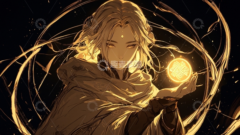 高清大图下载【趣麦麦图】金色光芒中的神秘人物