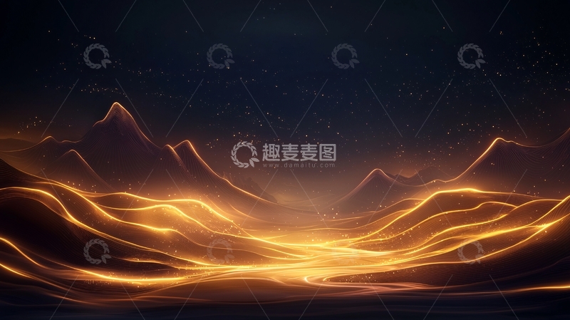 高清大图下载【趣麦麦图】金色山脉星空夜景