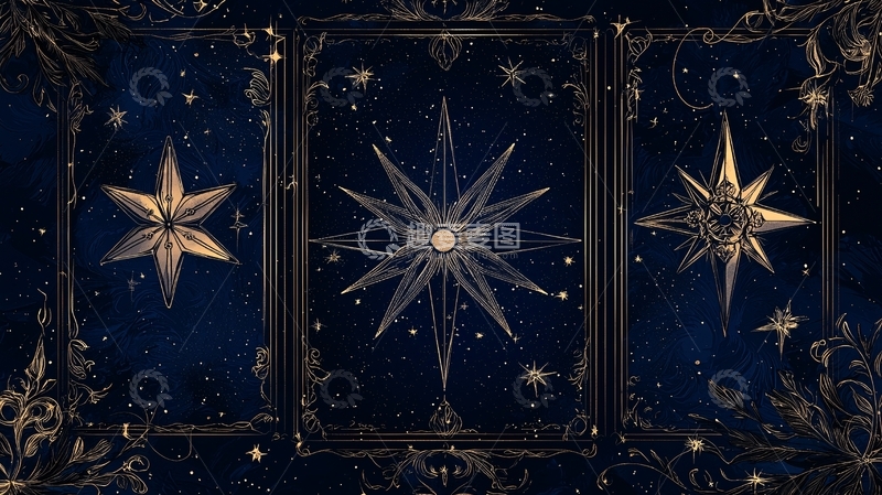 高清大图下载【趣麦麦图】夜空中的星星与装饰图案
