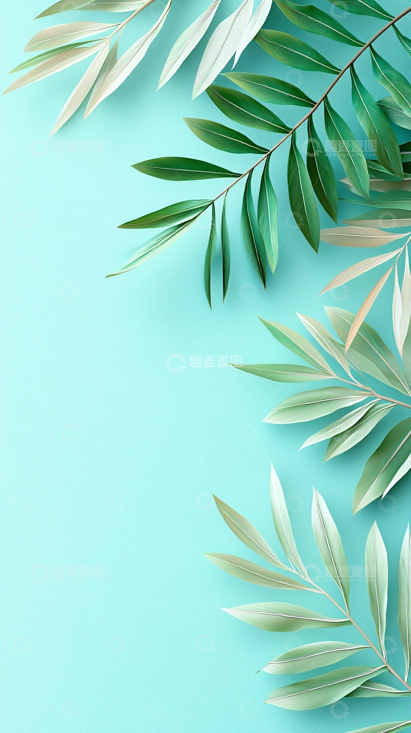 高清大图下载【趣麦麦图】清新绿叶背景素材