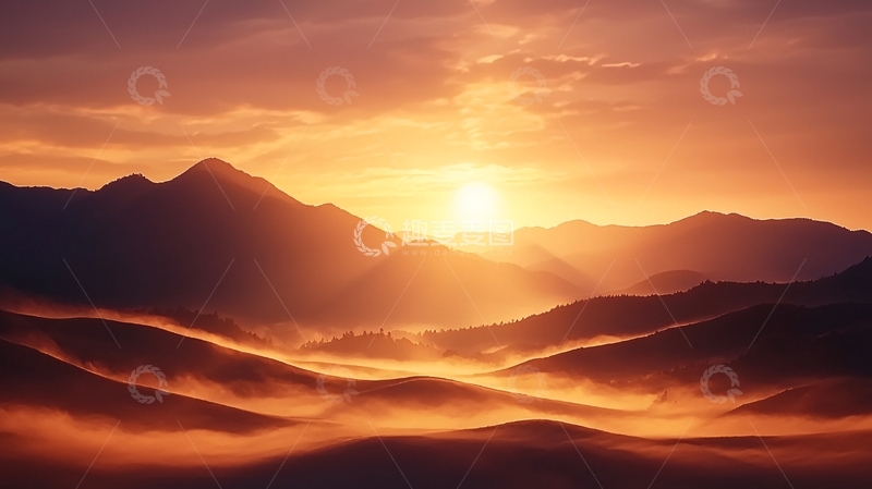 高清大图下载【趣麦麦图】日出山峦云海美景