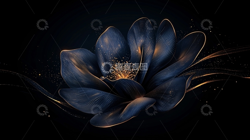 高清大图下载【趣麦麦图】梦幻蓝色花朵光影艺术