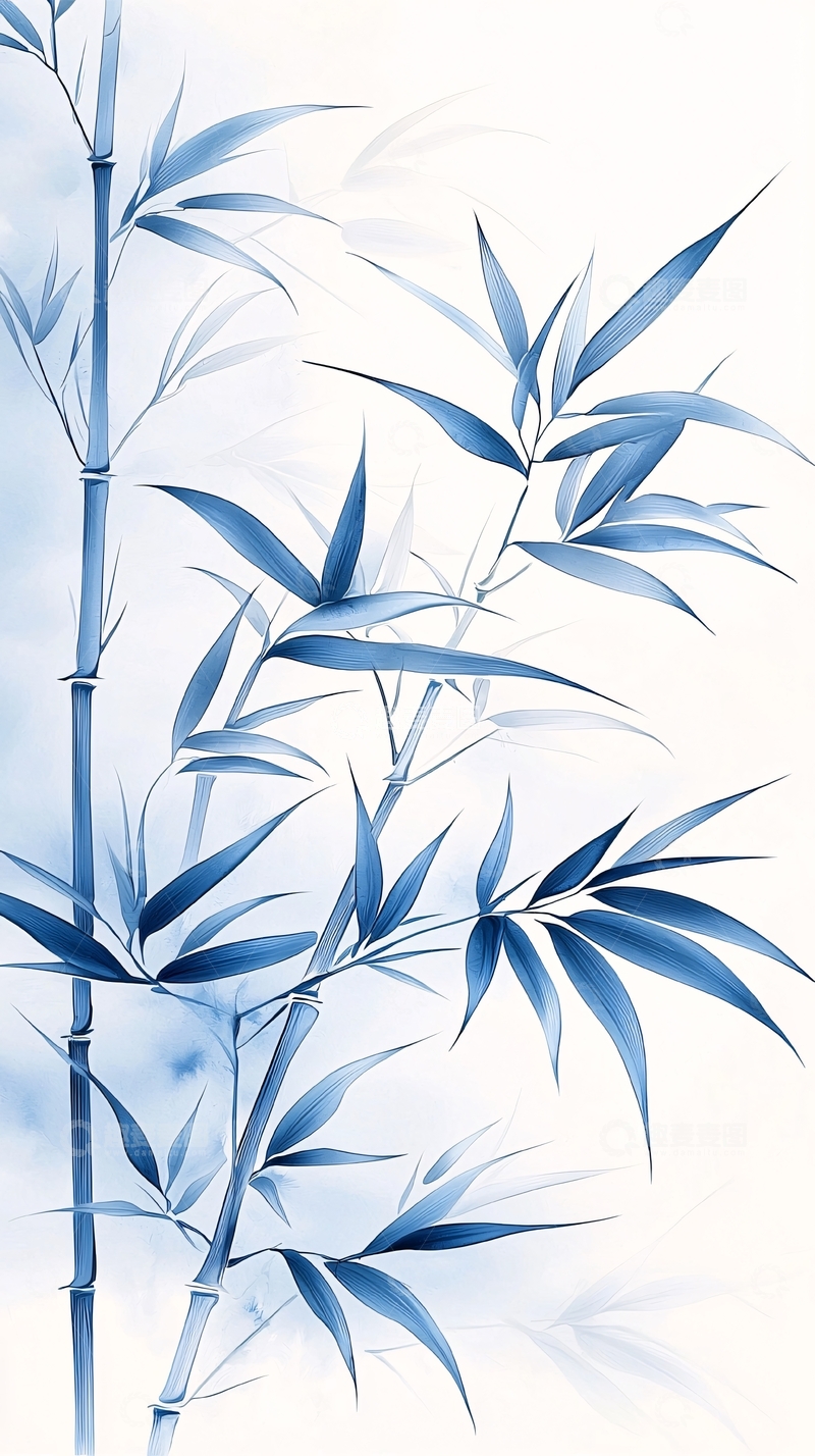 高清大图下载【趣麦麦图】蓝竹清新背景图