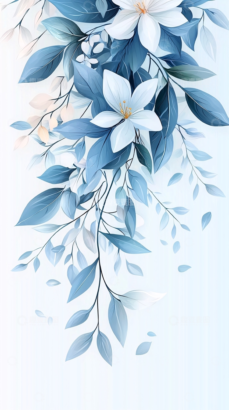 高清大图下载【趣麦麦图】蓝色花卉背景素材