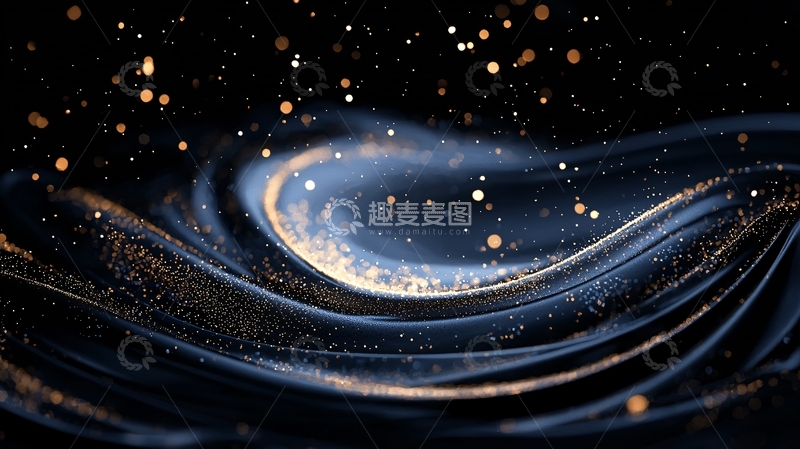 高清大图下载【趣麦麦图】金色粒子流动背景