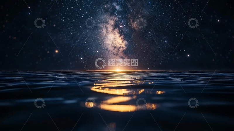 高清大图下载【趣麦麦图】星河倒映在平静的海面上