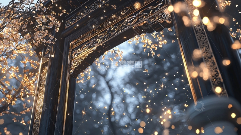 高清大图下载【趣麦麦图】镜中光影与花瓣飘落