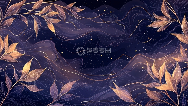 高清大图下载【趣麦麦图】梦幻星空下的金色植物