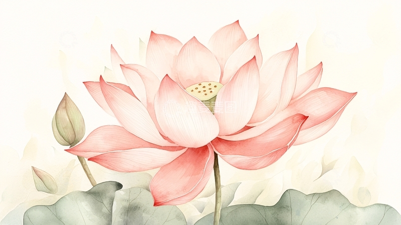 高清大图下载【趣麦麦图】粉红莲花与荷叶