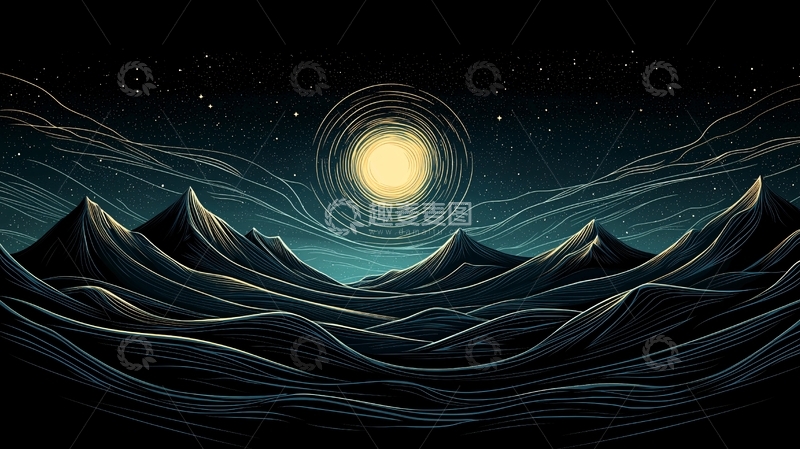 高清大图下载【趣麦麦图】夜空下的山峰与星河