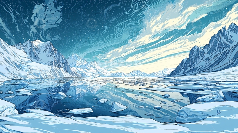 高清大图下载【趣麦麦图】冰川夜景高清图片