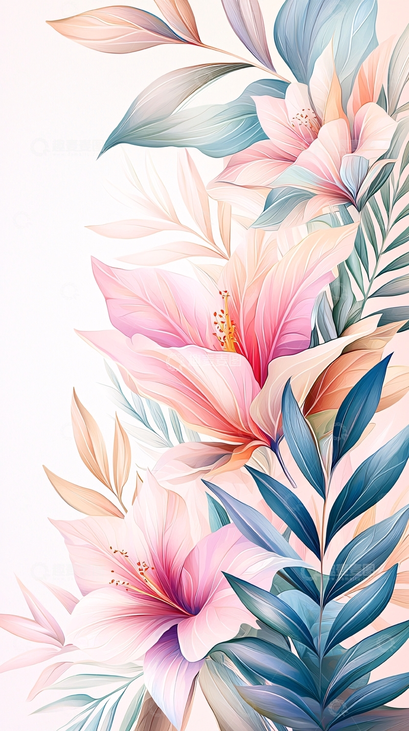 高清大图下载【趣麦麦图】梦幻花卉背景图