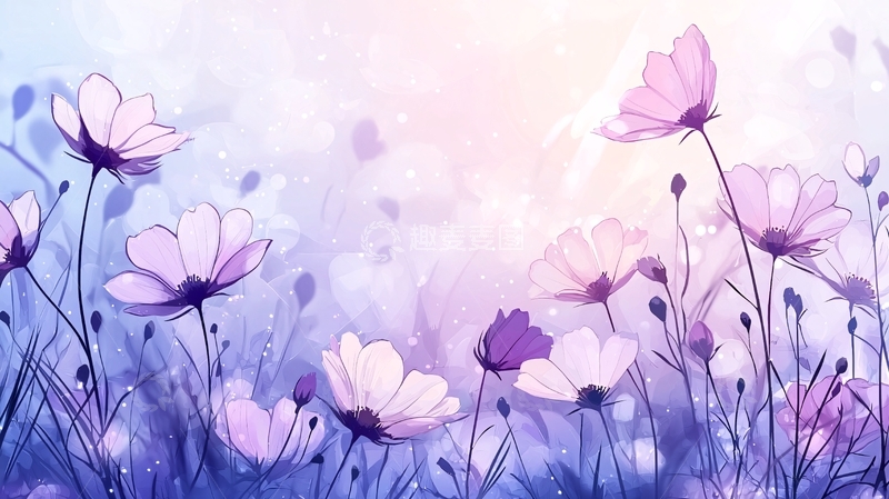 高清大图下载【趣麦麦图】梦幻紫色花朵背景图
