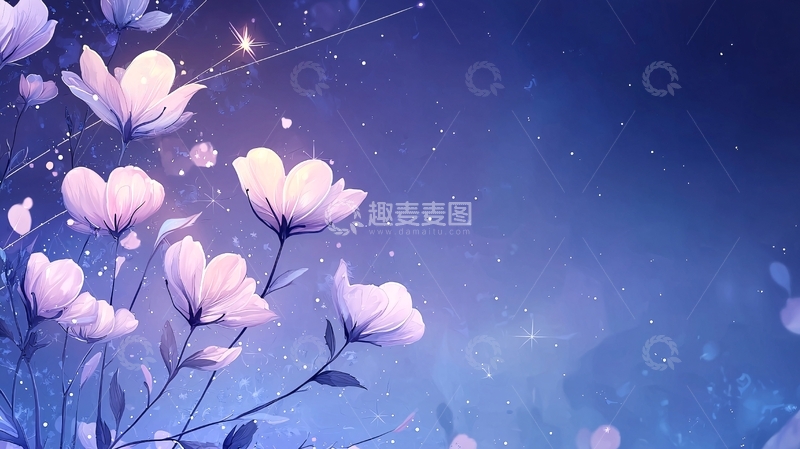 高清大图下载【趣麦麦图】梦幻紫色花朵背景图