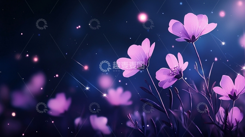 高清大图下载【趣麦麦图】梦幻紫色花朵背景图