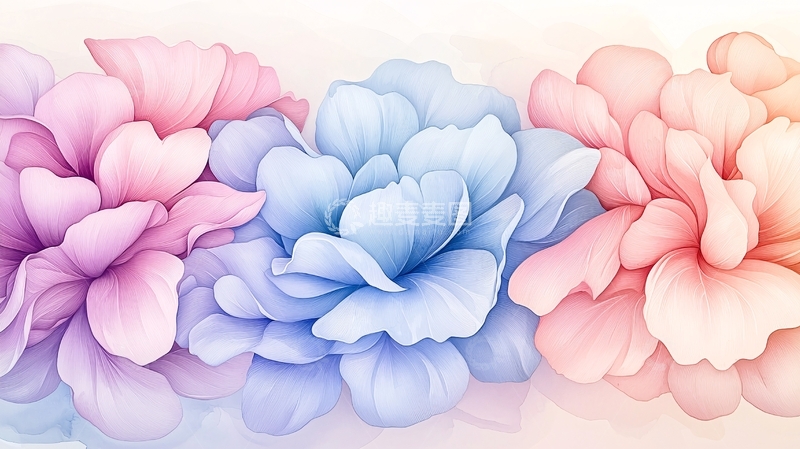 高清大图下载【趣麦麦图】梦幻花朵渐变色背景图