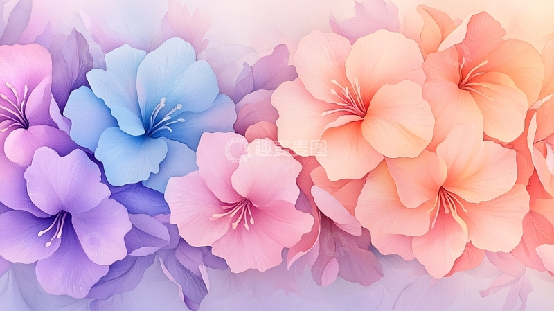 高清大图下载【趣麦麦图】梦幻色彩花卉背景图