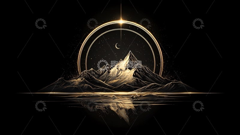 高清大图下载【趣麦麦图】夜空下的山峰与月亮