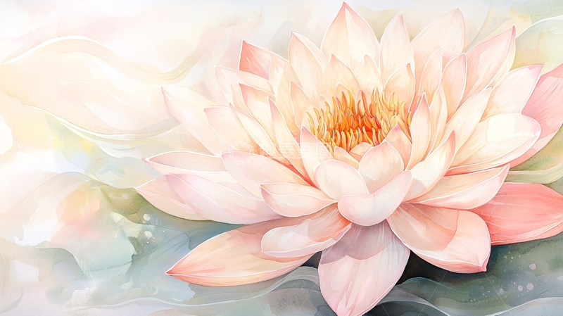 高清大图下载【趣麦麦图】粉色莲花艺术插画